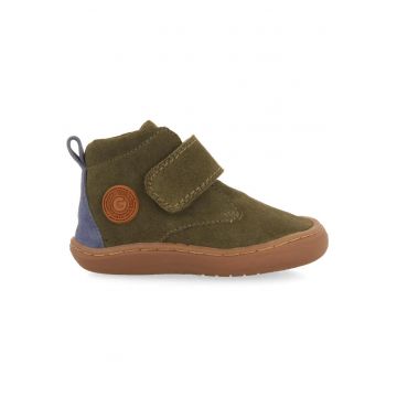 Ghete din piele intoarsa cu barete cu inchidere cu velcro - Kaki
