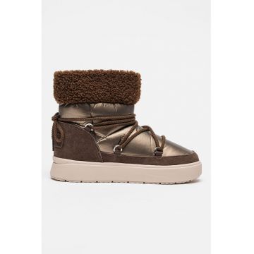 Ghete fara inchidere cu logo aplicat Wolcott - Maro inchis/Bronz