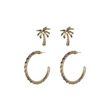 Set 2 perechi cercei dama -  566704 - Cauciuc - Auriu - One size