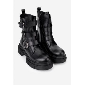 Ghete  din piele naturala neagra