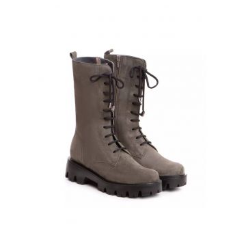 Bocanci dama  model 3611 piele velur gri petrol