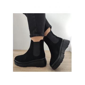 Ghete Casual Dama  3020-4 Negre Velur - Negru