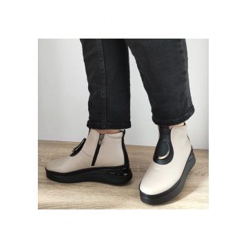 Ghete Casual Dama  At01-T Bej Vison Cu Negru - Beige