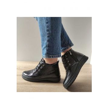 Ghete Casual Dama  H-002 Negre Croco - Negru