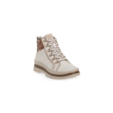 Ghete dama -  Piele naturala - Alb -