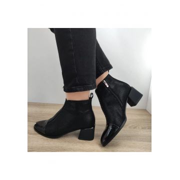 Ghete Elegante Dama  330018A 01-I Negre Velur + Lac - Negru