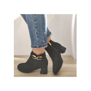 Ghete Elegante Dama  E256 Negre Velur - Negru Velur