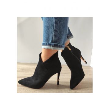 Ghete Elegante Dama  Mh003-2338 Negre Velur - Negru Velur