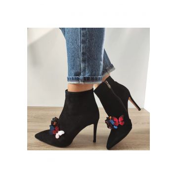 Ghete Elegante Dama  Mh003-2351 Negre Velur - Negru Velur