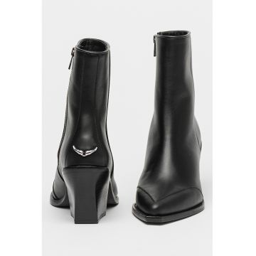 Botine din piele cu varf ascutit
