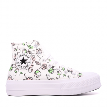 Sneakers high top femei CHUCK TAYLOR ALL STAR LIFT PLATFORM albi 2957DGS07561A