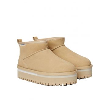 Ghete dama -  casual - piele intoarsa - bej