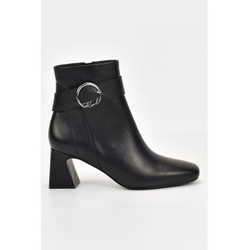 Botine din piele cu toc masiv