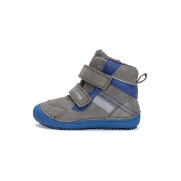 Ghete Barefoot din piele - baietei -  imblanite - W063-42254 - Gri -
