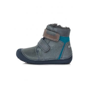 Ghete Barefoot din piele - baietei -  imblanite - W063-740 - 30 - Albastru