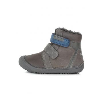 Ghete Barefoot din piele - baietei -  imblanite - W063-740 - 30 - Gri