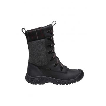 Ghete inalte din piele si material textil Greta