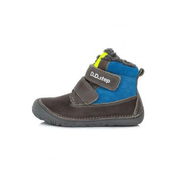 Ghetute Barefoot din piele - baietei -  imblanite - W073-29 - Gri