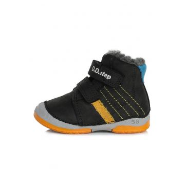 Ghetute din piele baietei -  imblanite - W038-130 - 19 - Negru