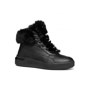 Ghete dama -  casual - piele naturala/poliester - negru