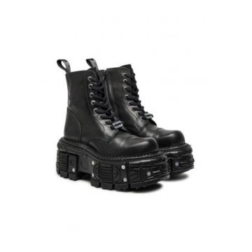 Ghete dama  M-TANK083-C1 - piele naturala - negru -