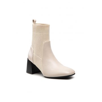 Botine dama -  301728030 - Piele ecologica - Bej