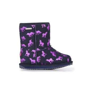 Cizme impermeabile scurte de piele intoarsa - fara inchidere Rainbow-Unicorn