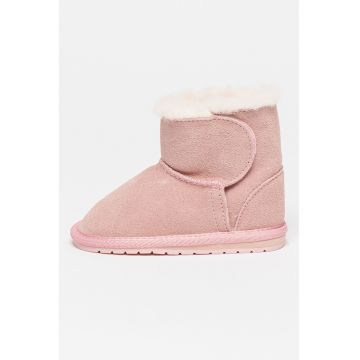 Cizme joase din piele intoarsa cu captuseala din lana Toddle