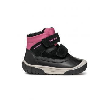Ghete cu velcro si insertii de piele si piele intoarsa