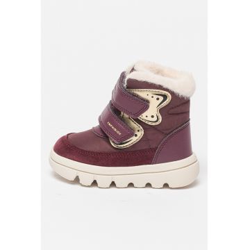 Ghete impermeabile cu velcro si detalii de piele intoarsa Ghete impermeabile cu velcro si detalii de piele intoarsa